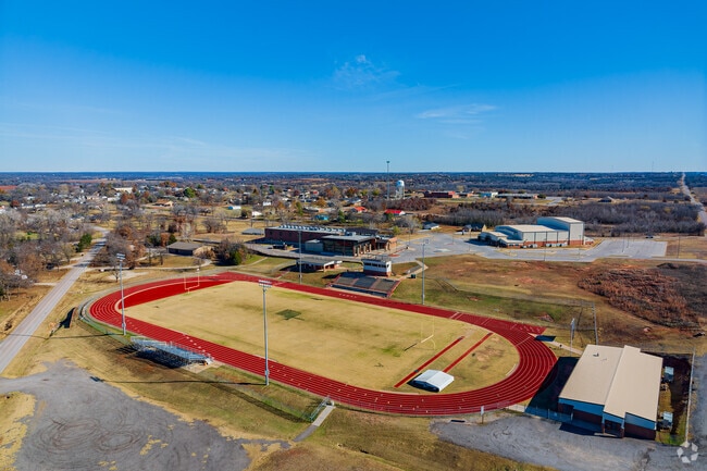 Here is the aerial view of Luther High School