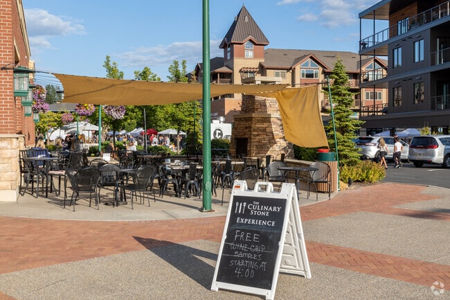 The Cullinary Stone offers an outdoor patio with views overlooking the Spokane River.