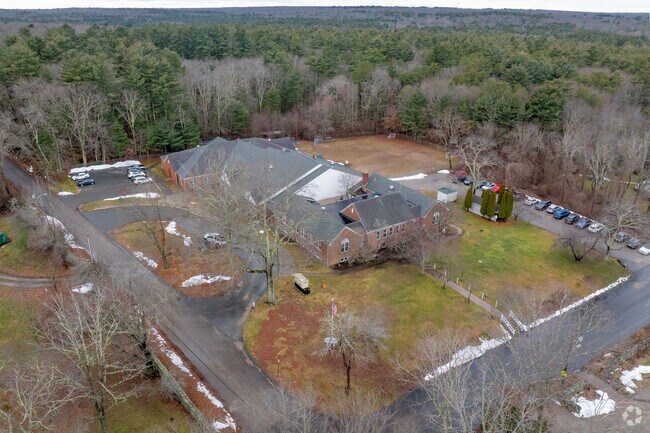 Aerial view of The Clayville School in Scituate, Rhode Isalnd.