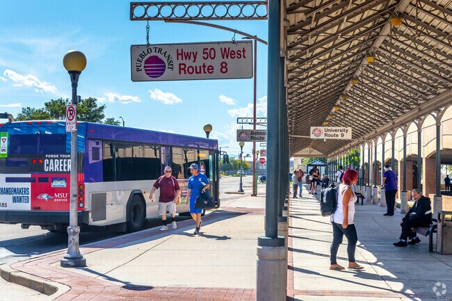 Pueblo Transit offers multiple bus stops around West Park for quick travel through the city.
