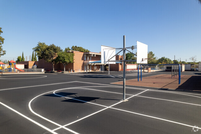 Students can play basketball at Cesar E. Chavez Elementary.
