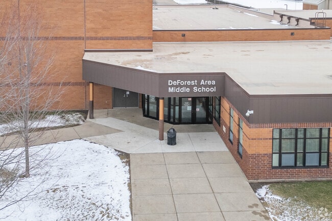 Here is the main entrance for Deforest Area Middle School.