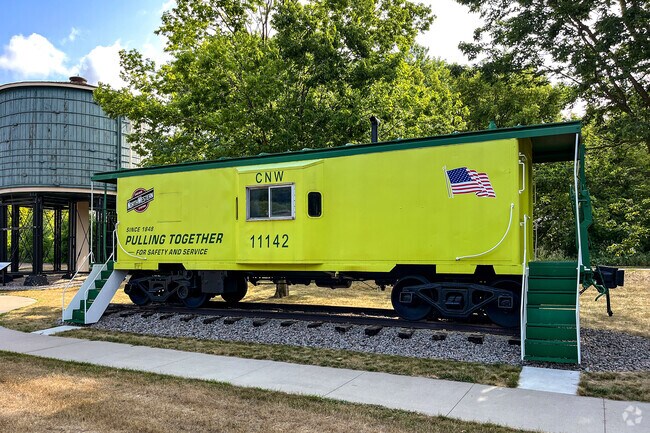 Carver's original water tower and train car are on display at Depot Park.