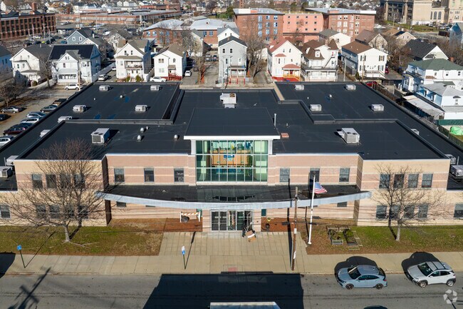 The front entrance to Leviton Dual Language School in Providence, Rhode Island.