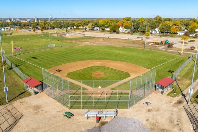 The complex has 82 acres of land and includes 8 lighted baseball/softball diamonds.