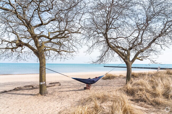 You can find people from Rogers Park relaxing along the lakefront in Loyola Park on sunny days.