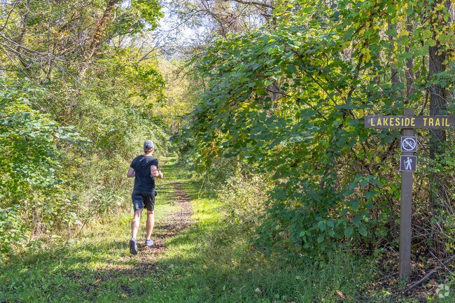 Runners enjoy scenic trails at Bald Eagle State Park, just minutes from Marion.