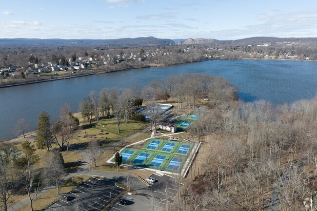 An aerial view of Congers Lake Memorial Park showcases what Congers has to offer.