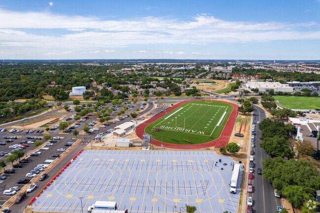 Westwood High School Sports Field is used for home games with plenty of parking.