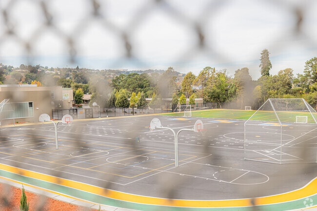 Abbott Middle School has several basketball courts.