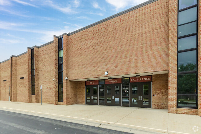 Main entrance to Eisenhower Junior High School.