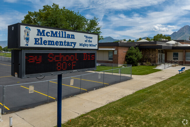 An electronic sign at McMillan Elementary School keeps families up to date.