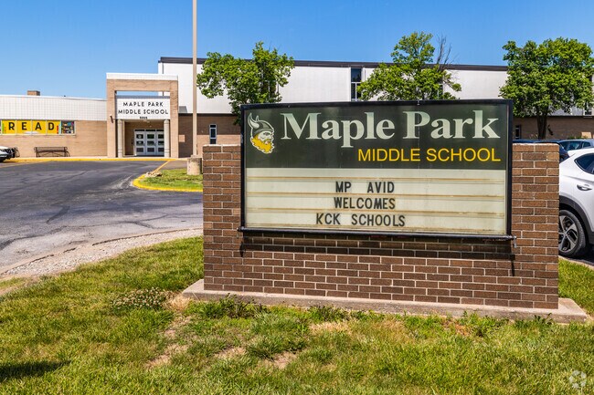 Maplewood Middle School sign welcomes students to the school.