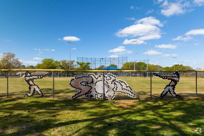 Check out the uniquely designed fence art at the South Orange Little League near Meadow Woods.