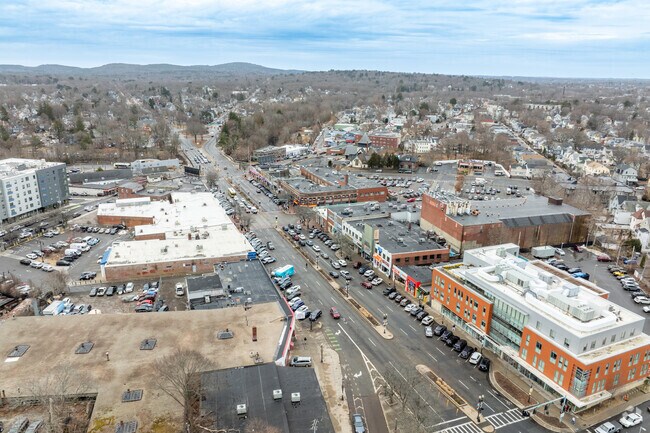 Blue Hill Ave in Mattapan Square is adorned with businesses big and small.