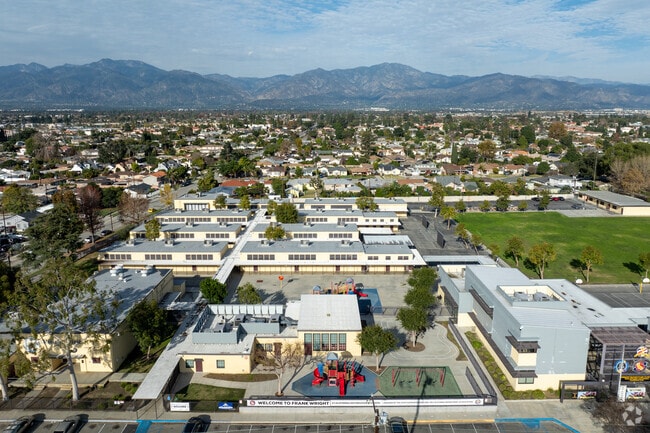 Aerial view of Frank M. Wright School in the city of El Monte, Ca.