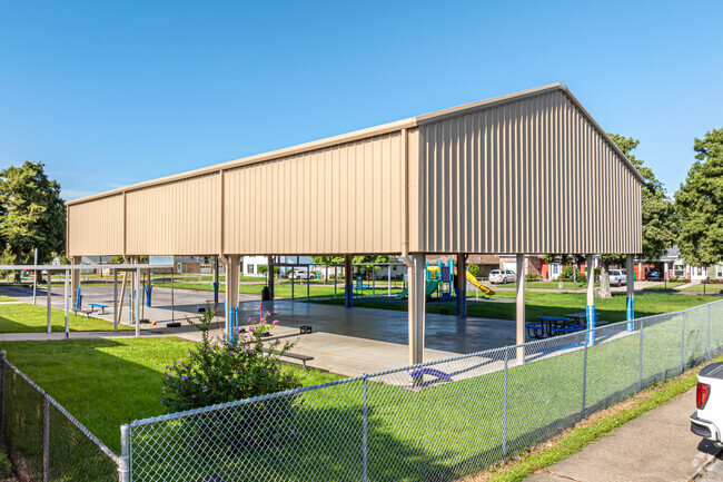 Alice Birney Elementary School has a covered play spot for students.
