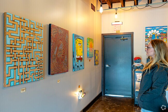 The Depot near Midtown highlights a range of eclectic national artists in both glass and canvas.