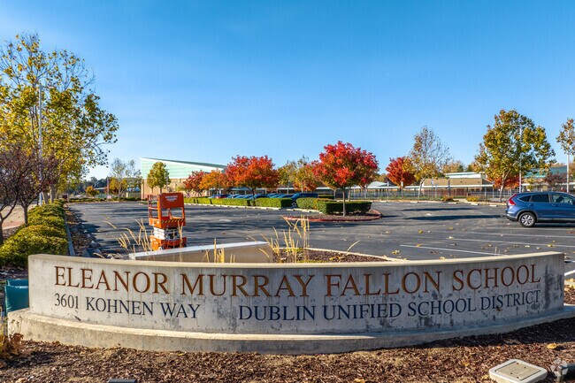 A view of the Eleanor Murray Fallon School sign from the street.