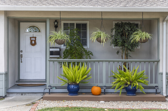 Plants and foliage line the porches in the Monument Corridor neighborhood.