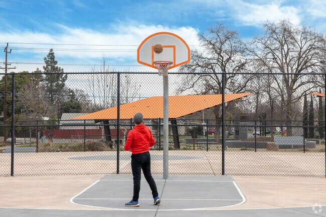 Practice your free throws in An Arcade Village at Eastern Oak Park.