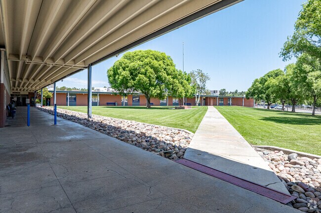 The campus is quiet and well kept at Prescott High School.