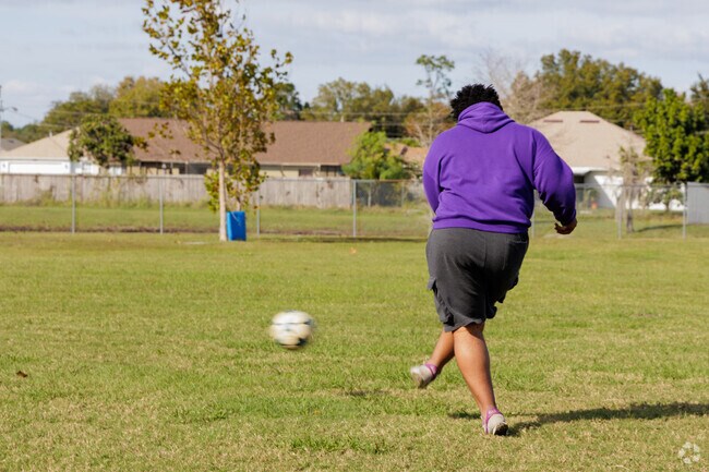 Featuring various soccer fields, Deerwood Park is the perfect place to practice your skills.