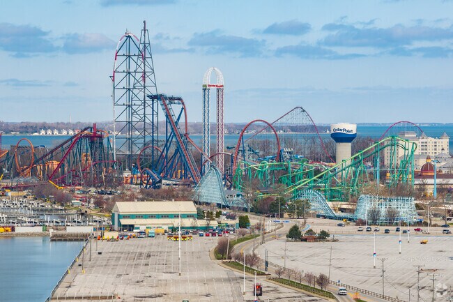 Sandusky's Cedar Point features 68 rides—including 17 roller coasters— as well as a waterpark.