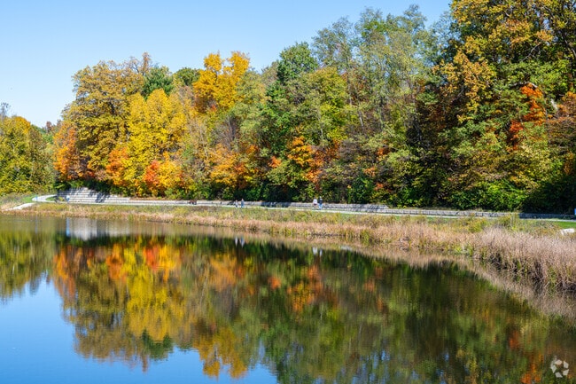 The pathway around the lake in Avon Town Hall Park in Avon is perfect for jogging.