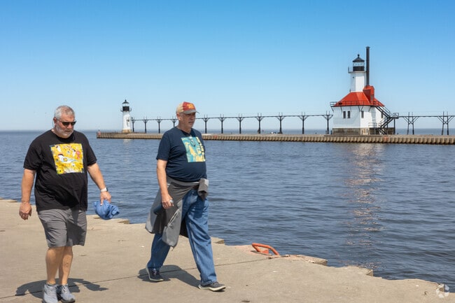 Visitors to Saint Joseph make a point to visit the South Pier Lighthouse on Lake Michigan.