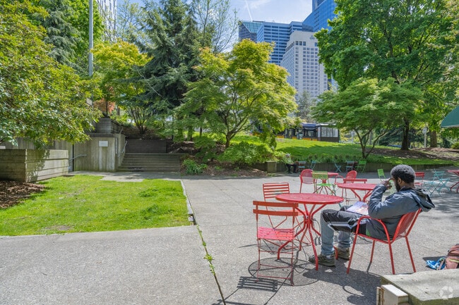 Spend the afternoon soaking up some sun at Freeway Park in First Hill.
