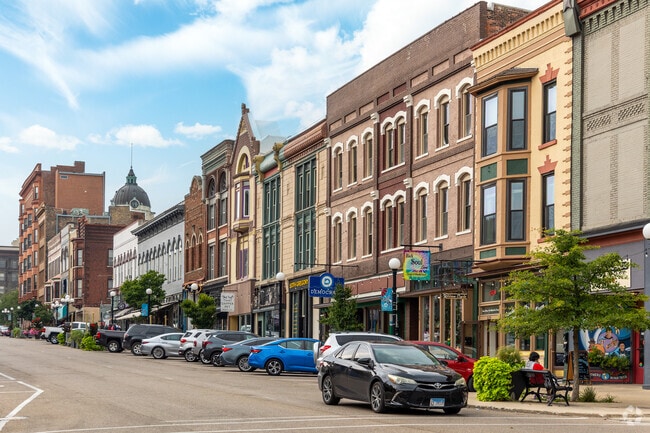 The main strip of Downtown Bloomington is entirely original buildings from the 1800's.