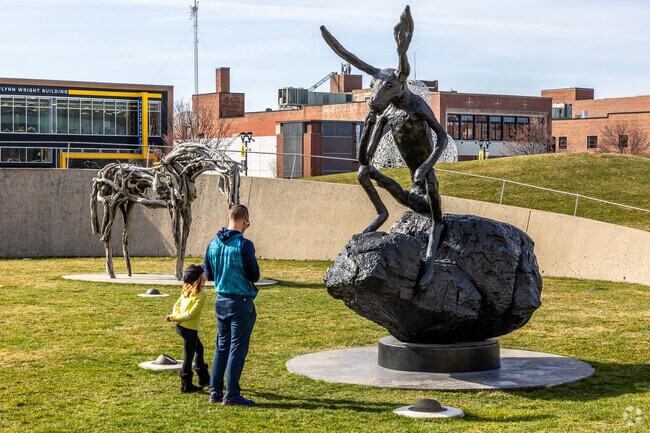 The Pappajohn Sculpture Park just to the east has several dozen sculptures for up-close viewing.