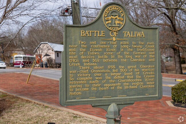 Battle of Taliwa Historical Marker is located in the Ball Ground neighborhood.