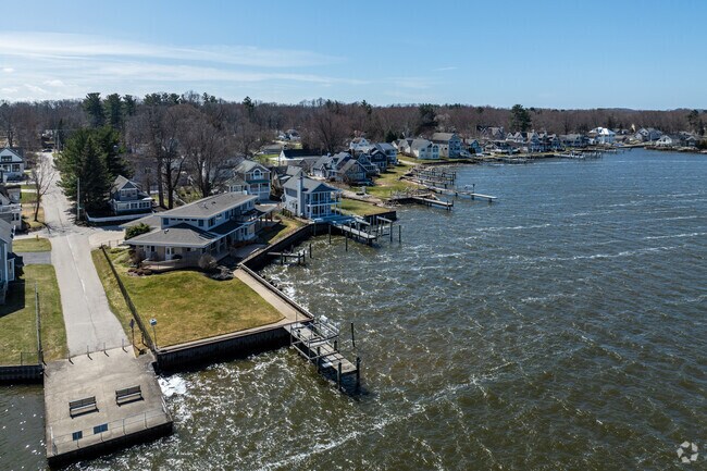 Larger homes with private docks are located on Lake Macatawa in the Westside. neighborhood.