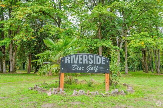 Play a round of disc golf at Riverside Park next to the Alderton neighborhood.