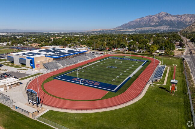 Ben Lomond High’s track surrounds its football field and has gorgeous mountain views.