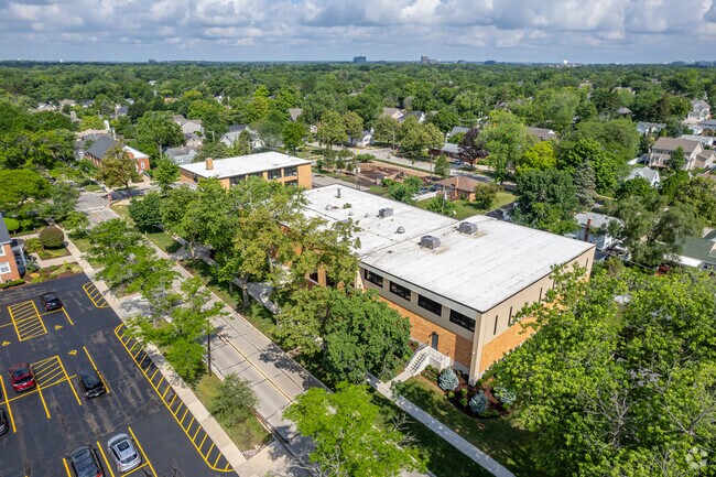 Aerial view of St Mary Of Gostyn Catholic School campus and facilities.