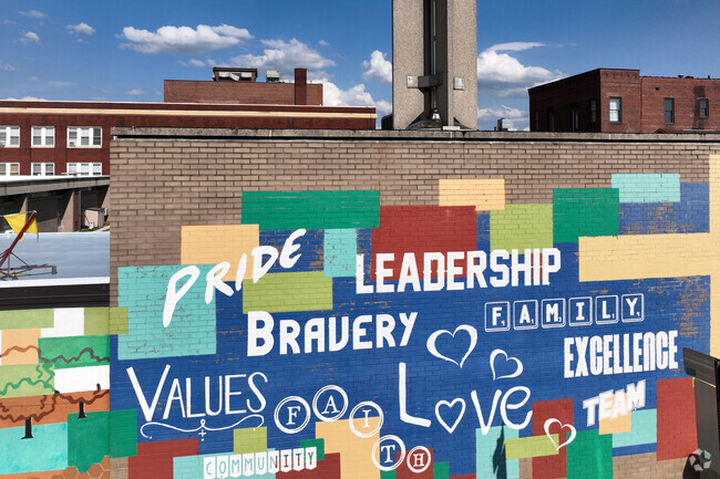 This mural decorates the outside of St. Peter Elementary School in Downtown Canton.