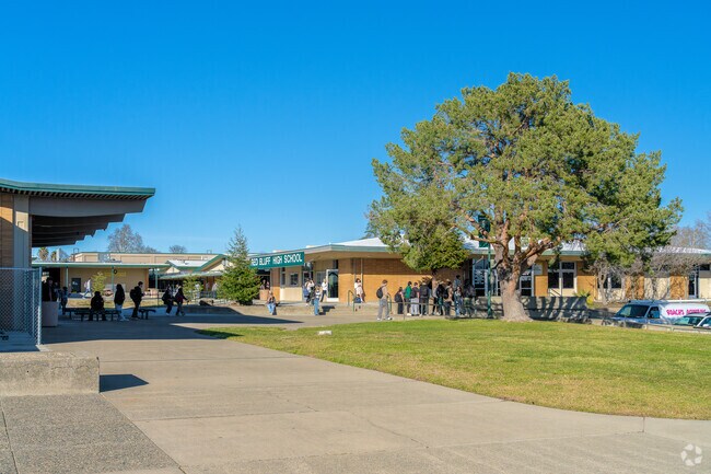 Students mingle after class at Red Bluff High School.