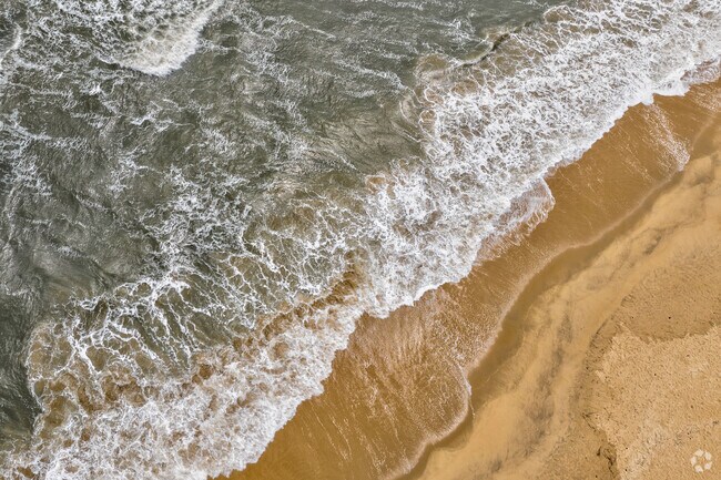 An abstract overhead image of the Virginia Beach oceanfront near the Jetty.