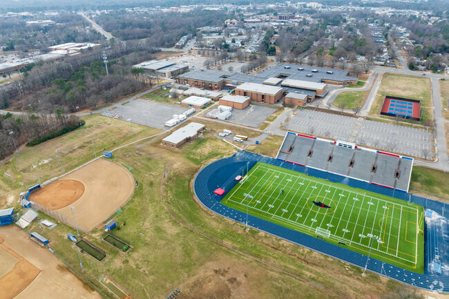 An aerial view of Hermitage High School.