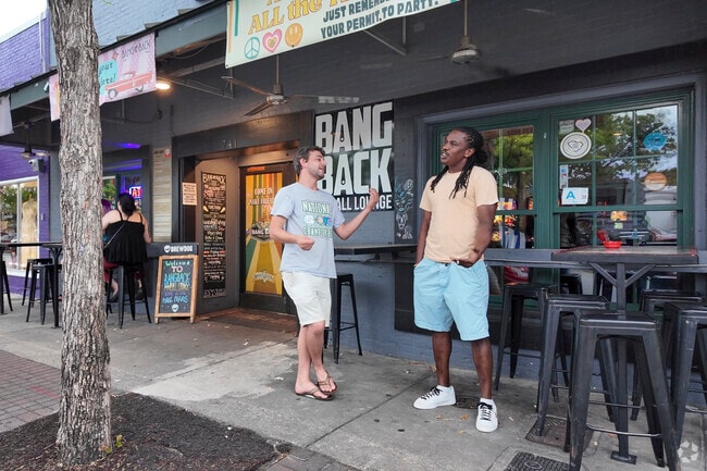 Bang Back Pinball Lounge near Historic Waverly is a game-themed hangout, bar, and restaurant.