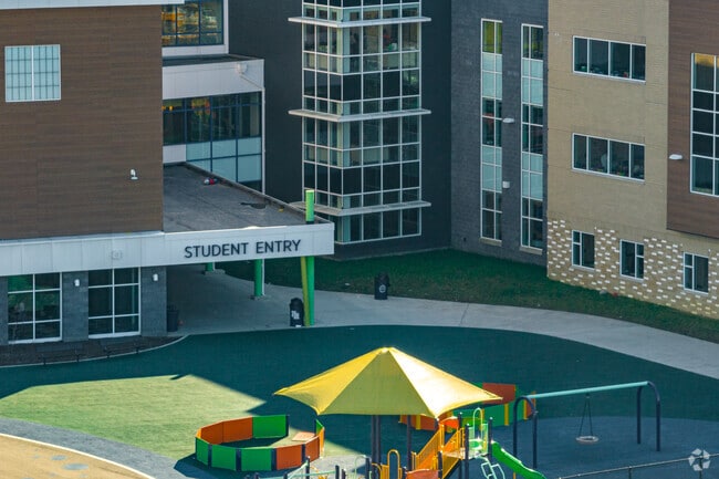 Franklin Regional Intermediate School includes a student entry on the rear side of the building.