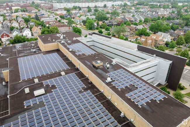 McKinley High School in Black Rock has solar panels on most of its roof.