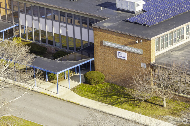 The main entrance to Broad Meadows Middle School in Quincy, MA.