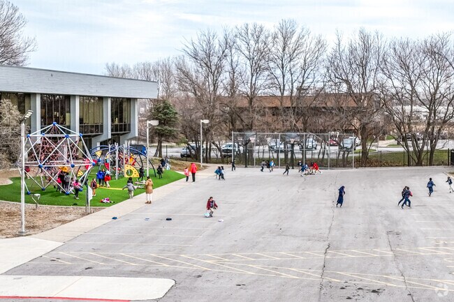 The playground at the elementary school is a fun place for the kids to spend recess.