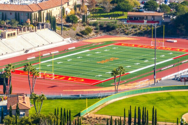 The Cathedral Catholic High School football field in Carmel Valley, San Diego, CA.