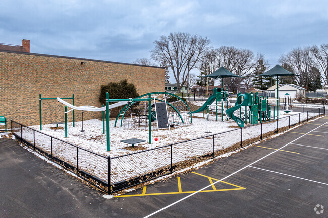 The playground at St Charles Borromeo School keeps the kids busy during recess.
