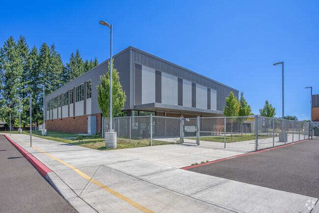 Modern gymnasium at Minter Brown Elementary School in Hillsboro, Oregon.